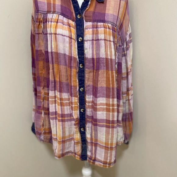 Free people Olivia Plaid  Oversized top size S and M NWOT - Picture 6 of 14